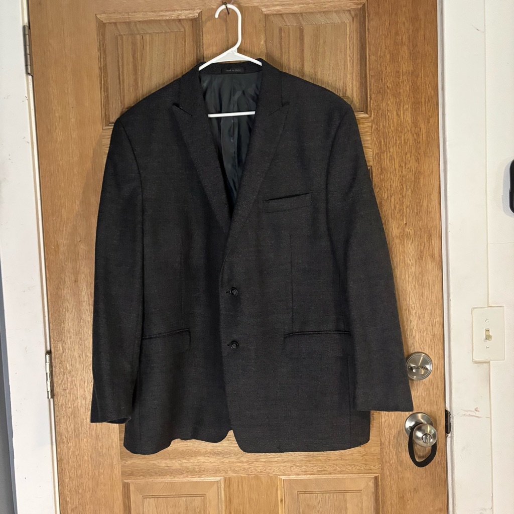 Calvin Klein Blazer 100% Wool Men's 2 Button Gray Size 48r